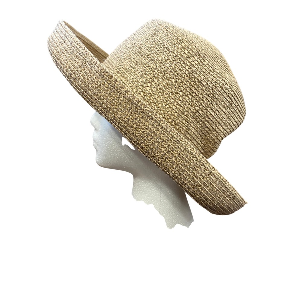Charter Club Womens Tan Woven Wide Brim Sun Hat Summer Beach Accessory - Picture 4 of 8